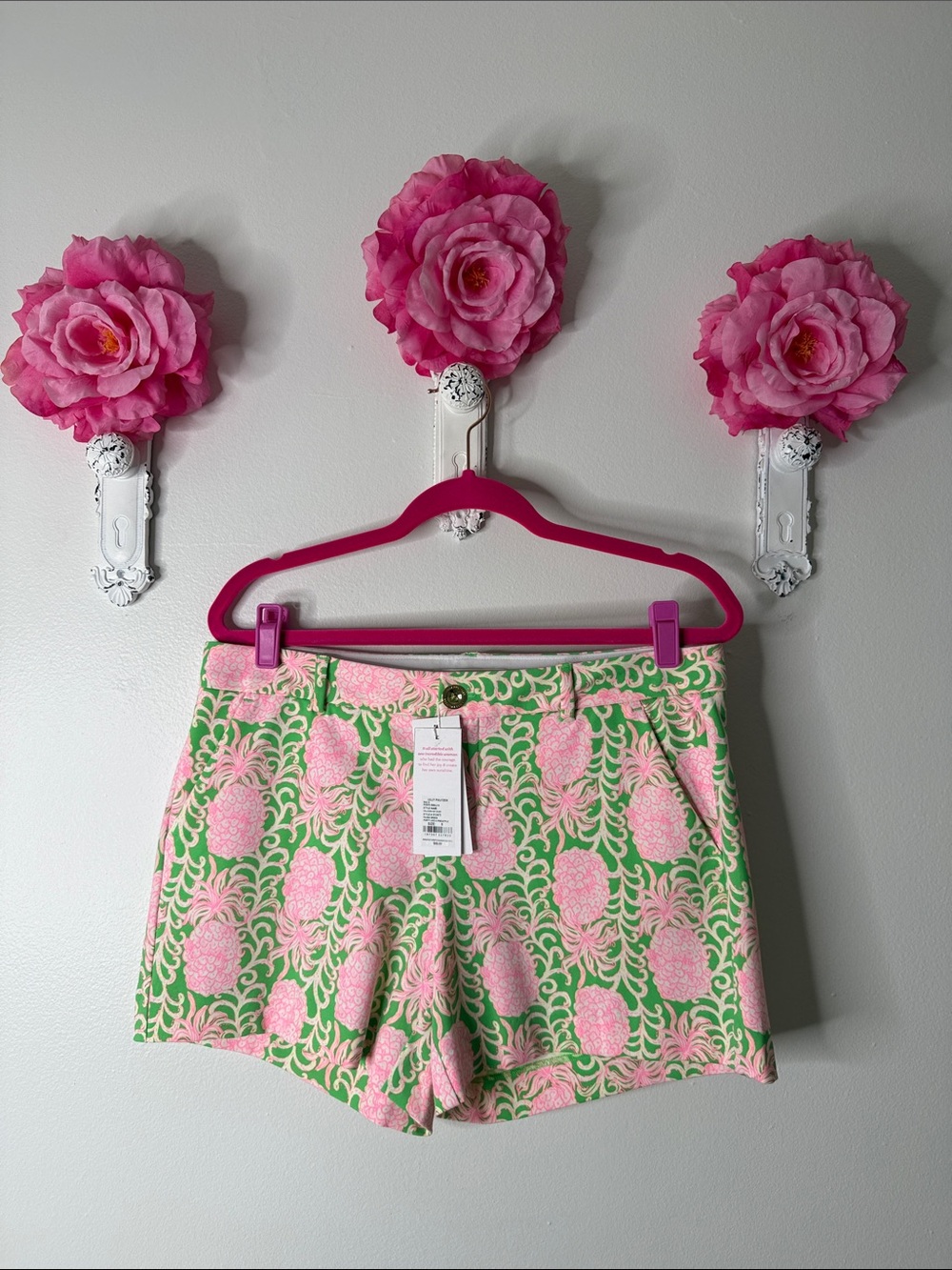 Lilly Pulitzer Callahan Knit Shorts, Fauna Green Party Like A Pineapple, 8. - Picture 3 of 12
